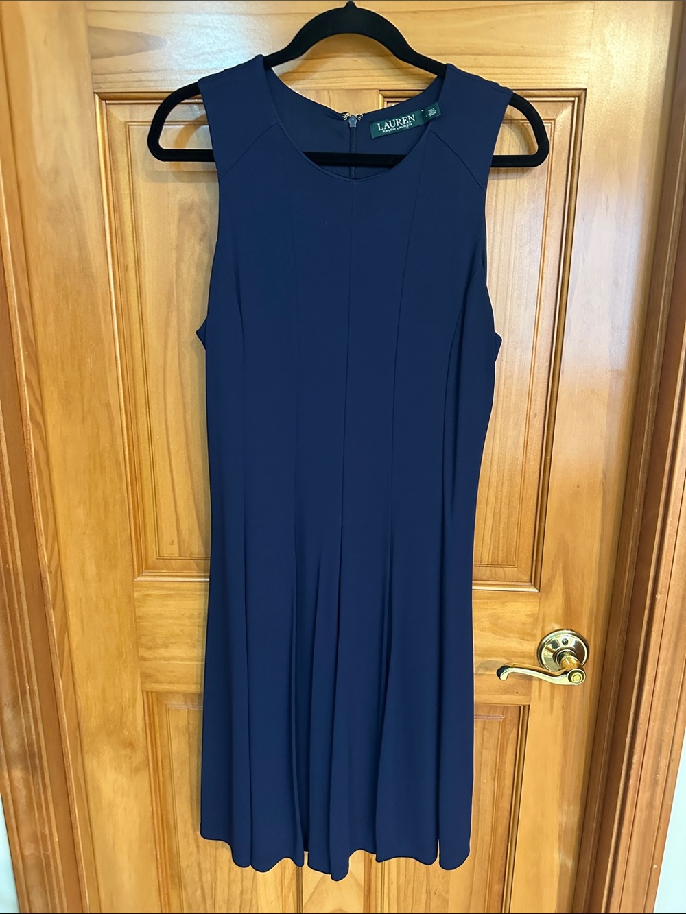 Lauren Ralph Lauren Sleeveless Navy Fit-and-Flare Midi Dress